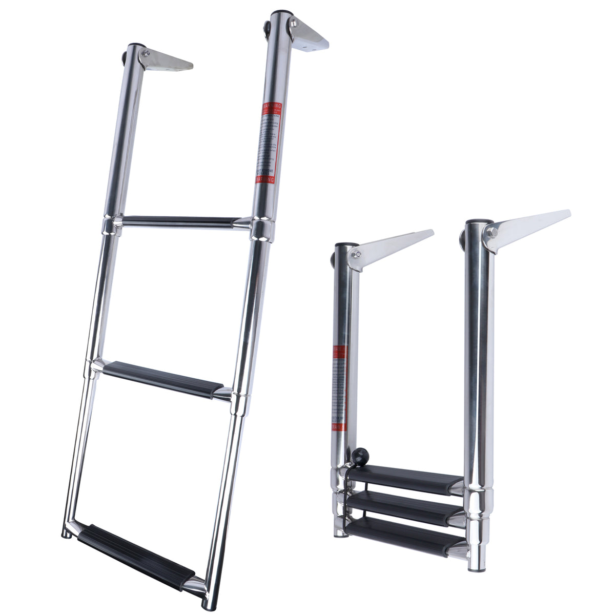 3-Step Marine-Grade Stainless Steel Telescoping Boat Ladder, Folding Dock & Swim Ladder