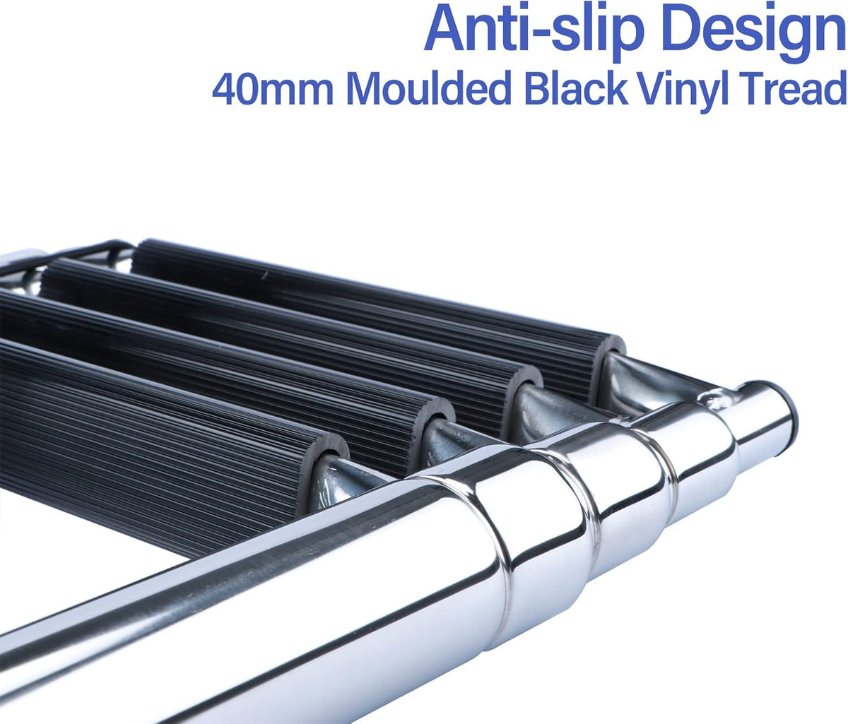 4-Step Stainless Steel Telescoping Pontoon Boat Ladder, 900 lb Capacity
